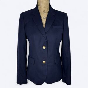 J Crew Keating Blazer Womens 6 Blue Wool Blend Buttons Academia Preppy Schoolboy